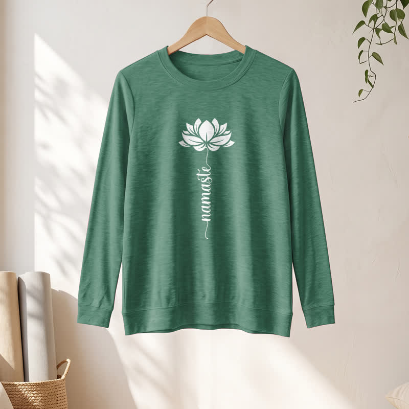 Olivenorma Soft Cotton Blend Namaste Lotus Print Women's Long Sleeve Shirt - image 22