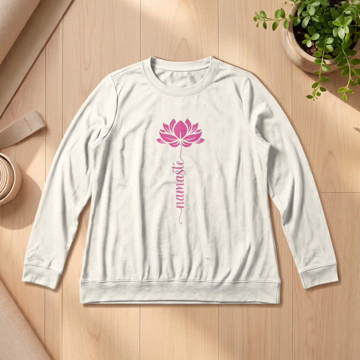 Olivenorma Soft Cotton Blend Namaste Lotus Print Women's Long Sleeve Shirt - Sand Color - 2XL - image 9