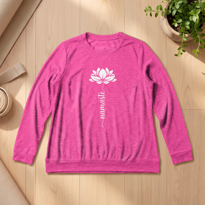 Olivenorma Soft Cotton Blend Namaste Lotus Print Women's Long Sleeve Shirt - Rose - 2XL - image 18