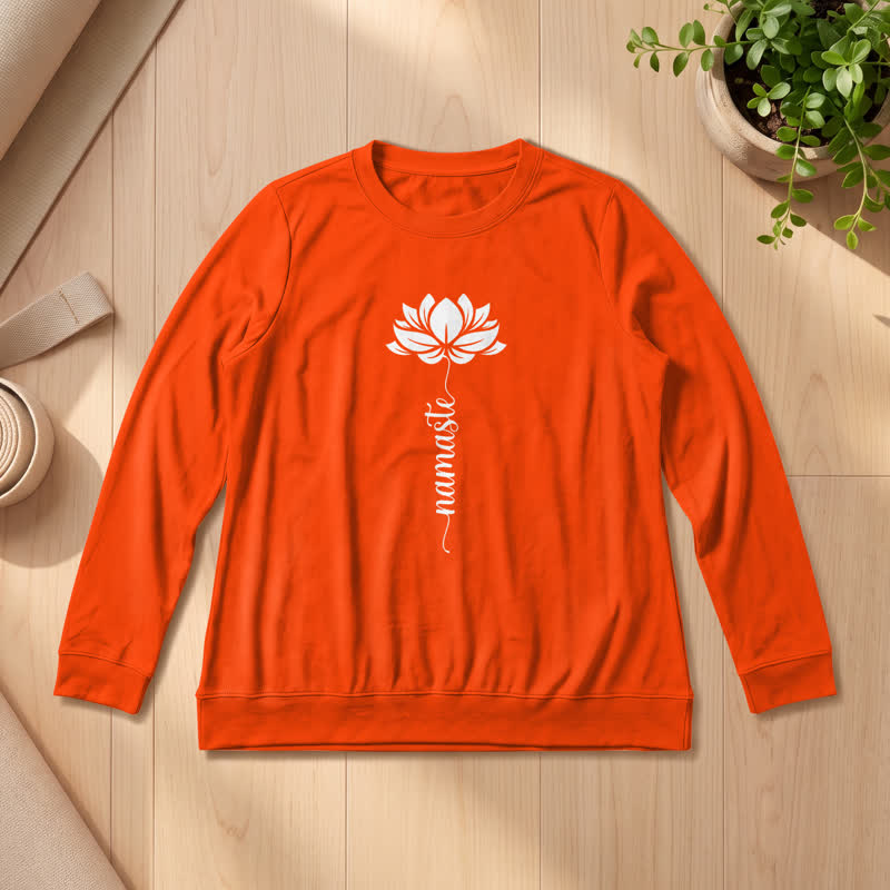 Olivenorma Soft Cotton Blend Namaste Lotus Print Women's Long Sleeve Shirt - Orange - 2XL - image 27