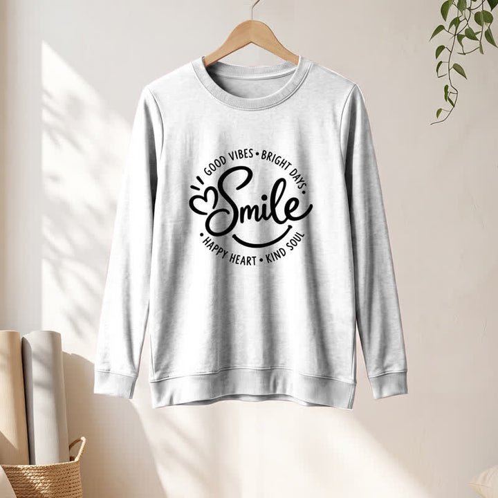 Olivenorma Soft Cotton Blend Smile Quote Print Women's Long Sleeve Shirt - image 4