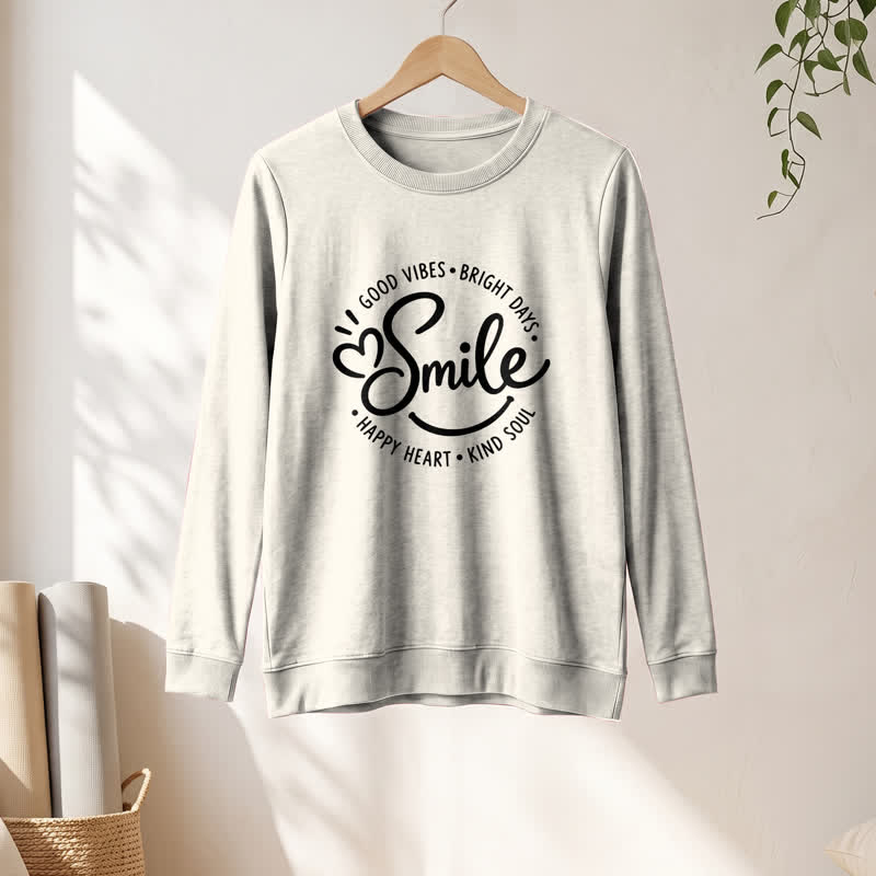 Olivenorma Soft Cotton Blend Smile Quote Print Women's Long Sleeve Shirt - image 13