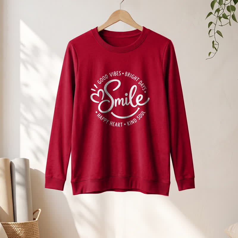 Olivenorma Soft Cotton Blend Smile Quote Print Women's Long Sleeve Shirt - image 31