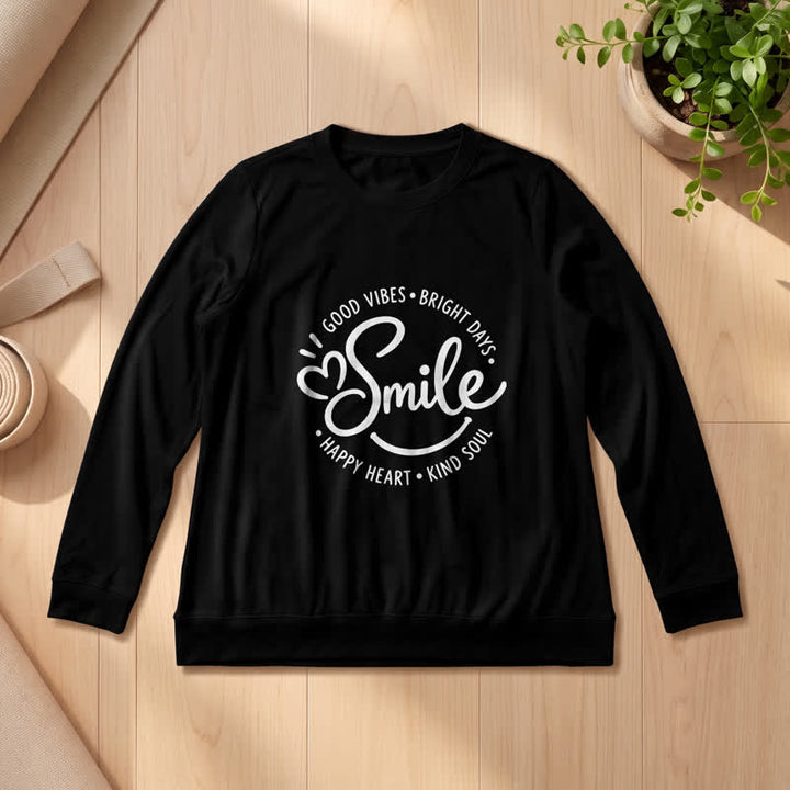 Olivenorma Soft Cotton Blend Smile Quote Print Women's Long Sleeve Shirt - image 8