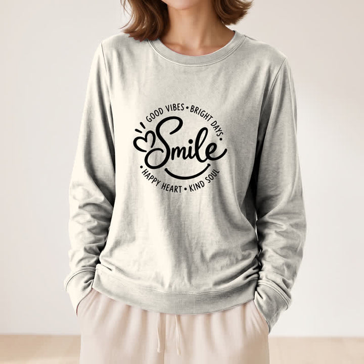Olivenorma Soft Cotton Blend Smile Quote Print Women's Long Sleeve Shirt - Sand Color - 2XL - image 12