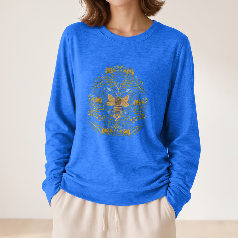 Olivenorma Soft Cotton Blend Bee Floral Print Women's Long Sleeve Shirt - image 17