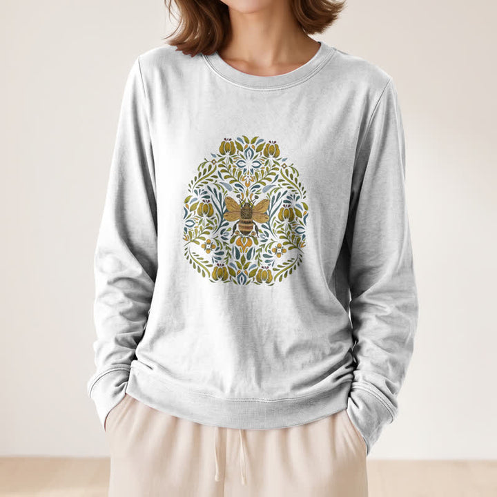 Olivenorma Soft Cotton Blend Bee Floral Print Women's Long Sleeve Shirt - image 2