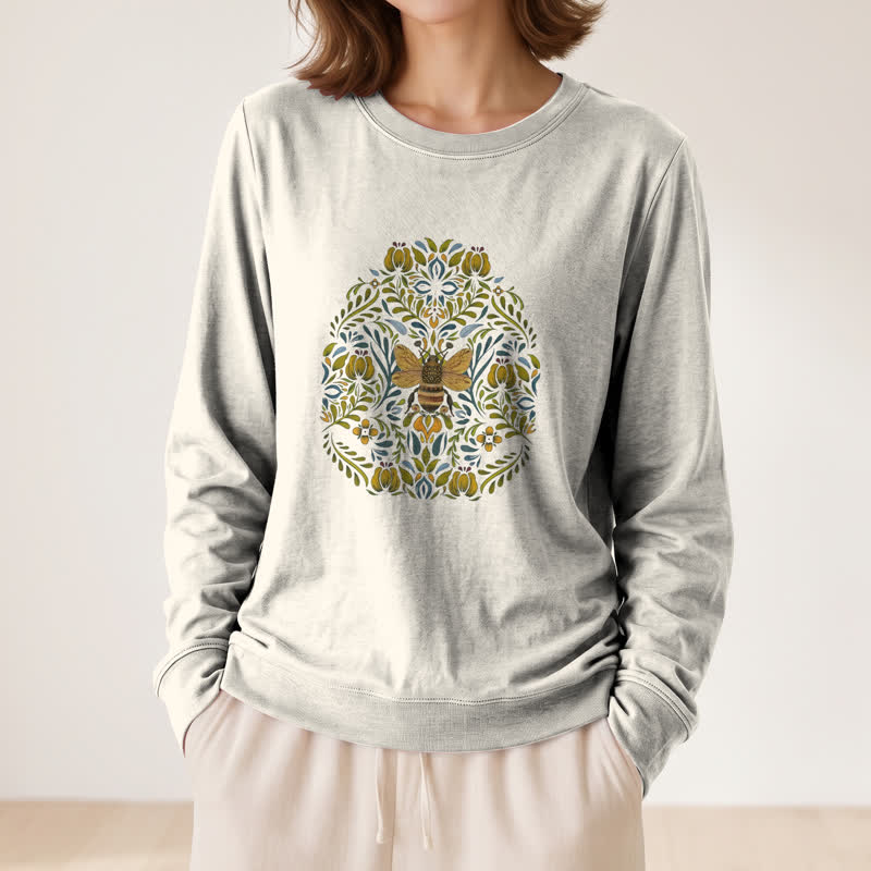 Olivenorma Soft Cotton Blend Bee Floral Print Women's Long Sleeve Shirt - image 11