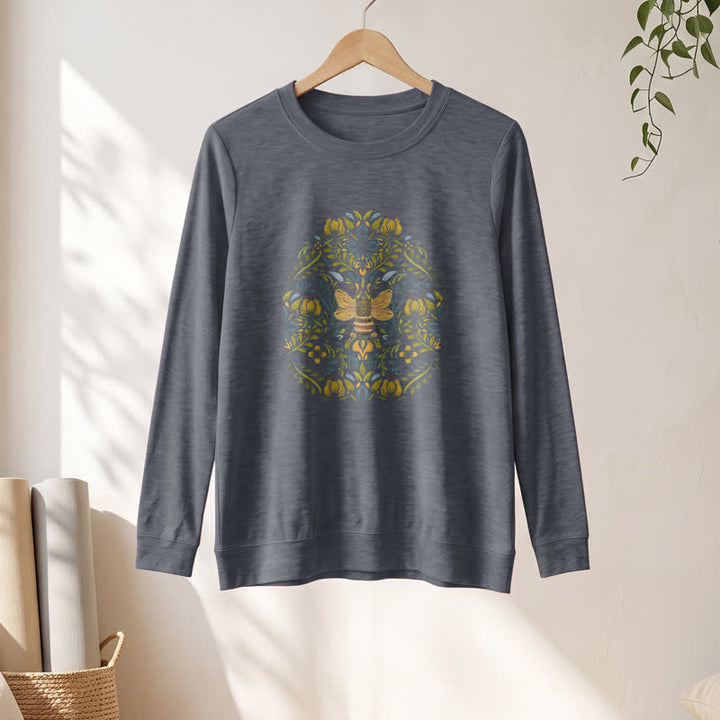 Olivenorma Soft Cotton Blend Bee Floral Print Women's Long Sleeve Shirt - image 13
