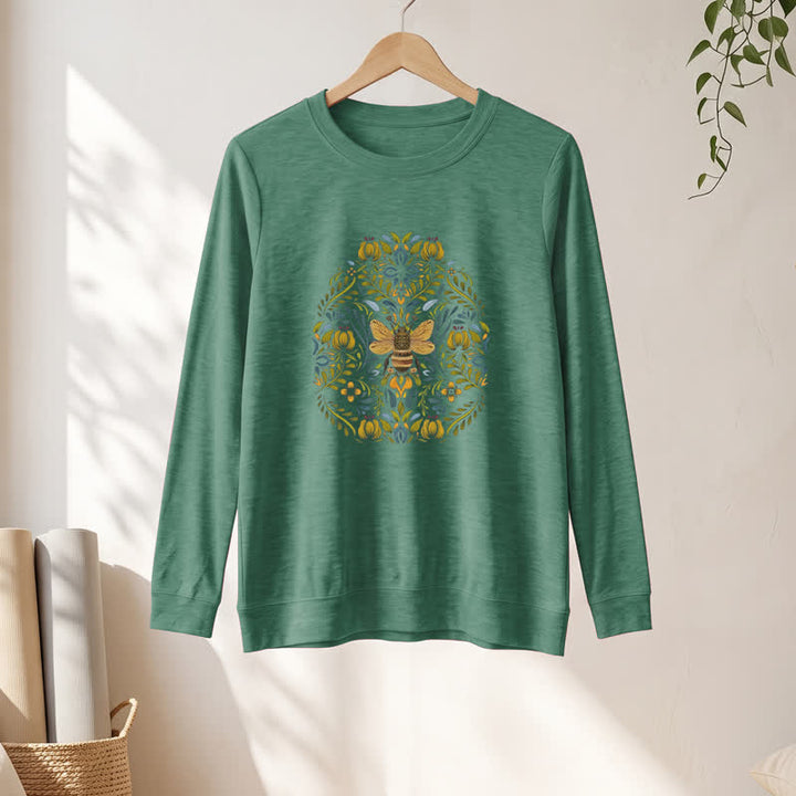 Olivenorma Soft Cotton Blend Bee Floral Print Women's Long Sleeve Shirt - image 22