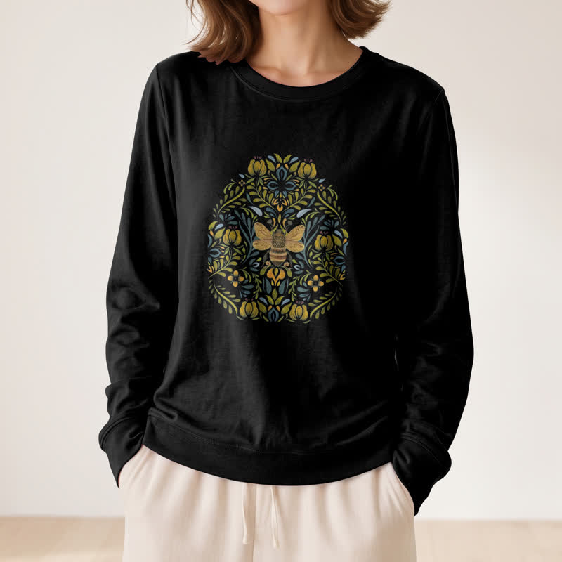 Olivenorma Soft Cotton Blend Bee Floral Print Women's Long Sleeve Shirt - image 5