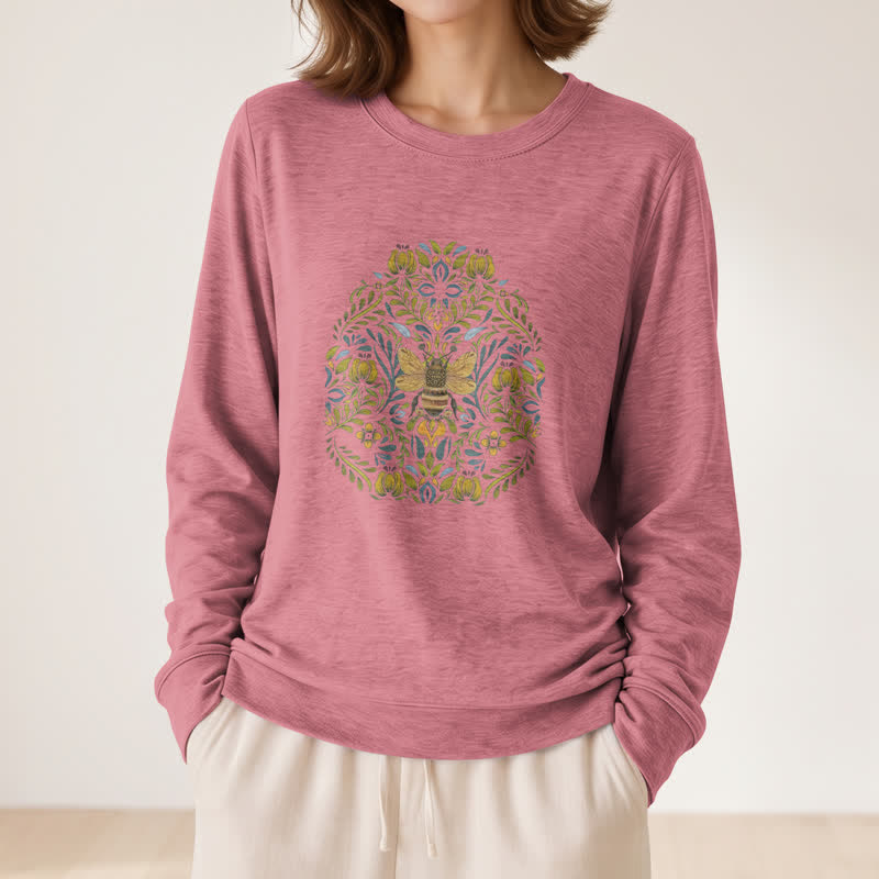 Olivenorma Soft Cotton Blend Bee Floral Print Women's Long Sleeve Shirt - image 8