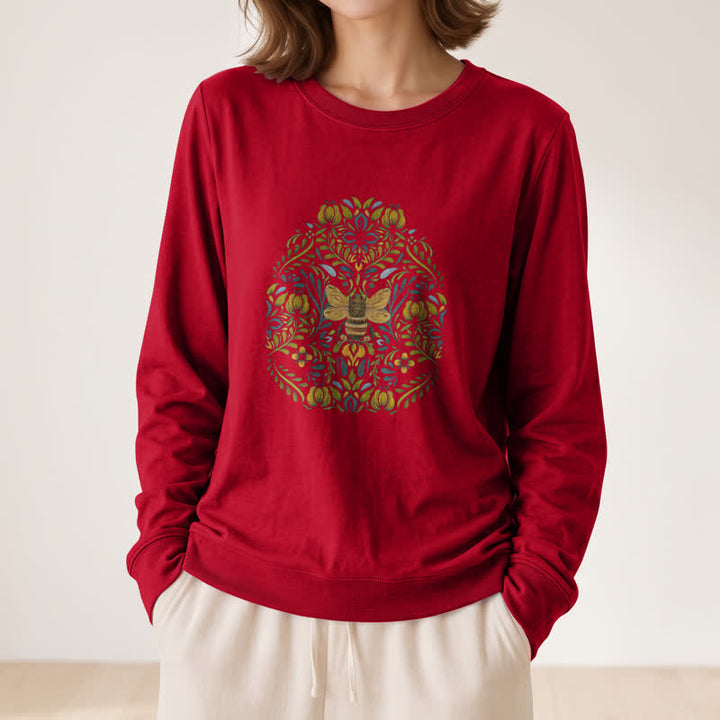 Olivenorma Soft Cotton Blend Bee Floral Print Women's Long Sleeve Shirt - image 32