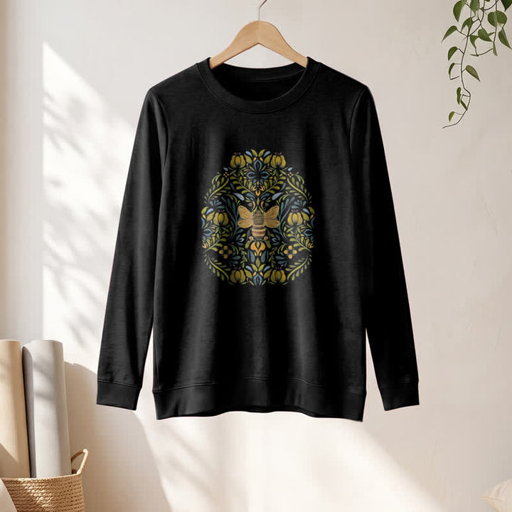 Olivenorma Soft Cotton Blend Bee Floral Print Women's Long Sleeve Shirt - image 4