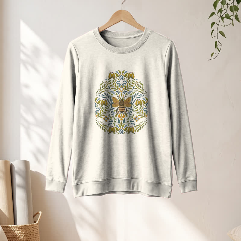 Olivenorma Soft Cotton Blend Bee Floral Print Women's Long Sleeve Shirt - image 10