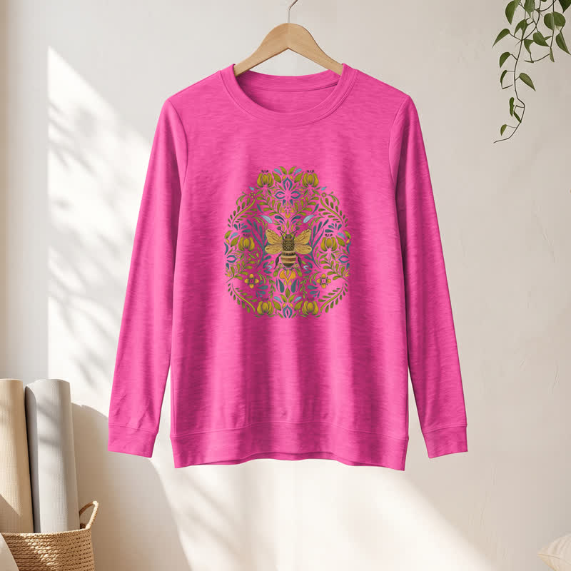 Olivenorma Soft Cotton Blend Bee Floral Print Women's Long Sleeve Shirt - image 19