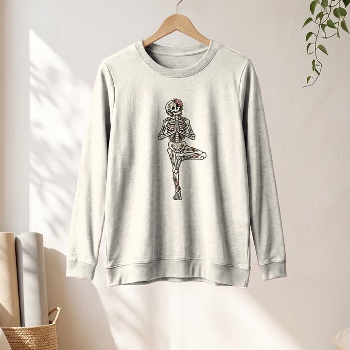 Olivenorma Cotton Blend Lotus Skeleton Art Print Women's Long Sleeve Shirt - image 10