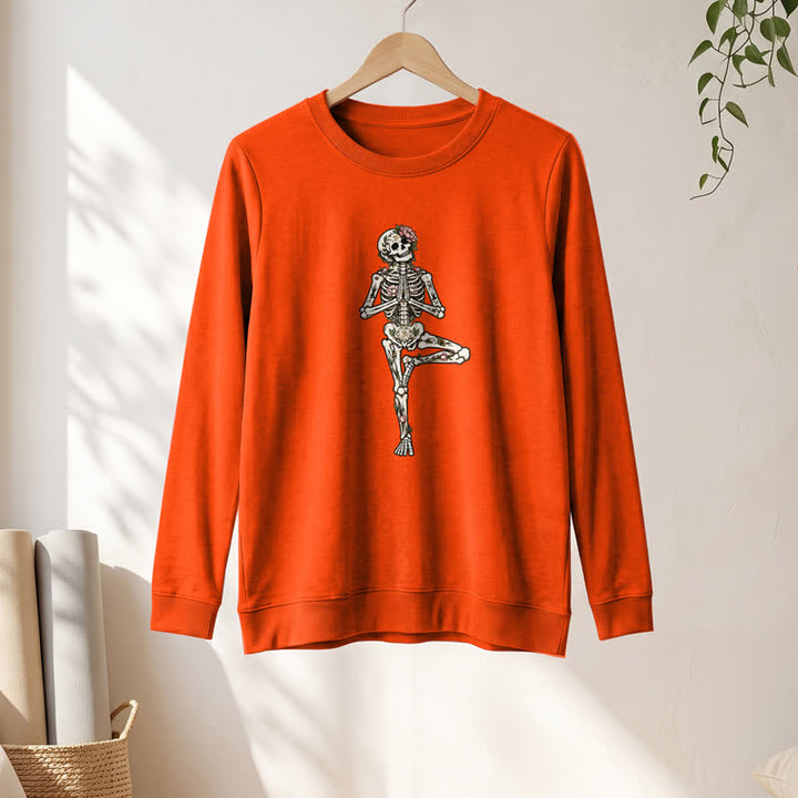 Olivenorma Cotton Blend Lotus Skeleton Art Print Women's Long Sleeve Shirt - image 28