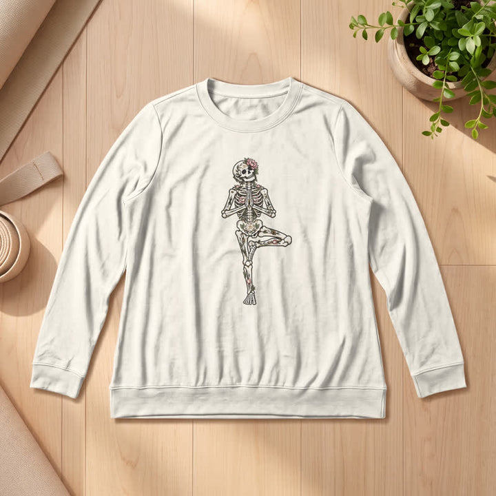 Olivenorma Cotton Blend Lotus Skeleton Art Print Women's Long Sleeve Shirt - Sand Color - 2XL - image 9