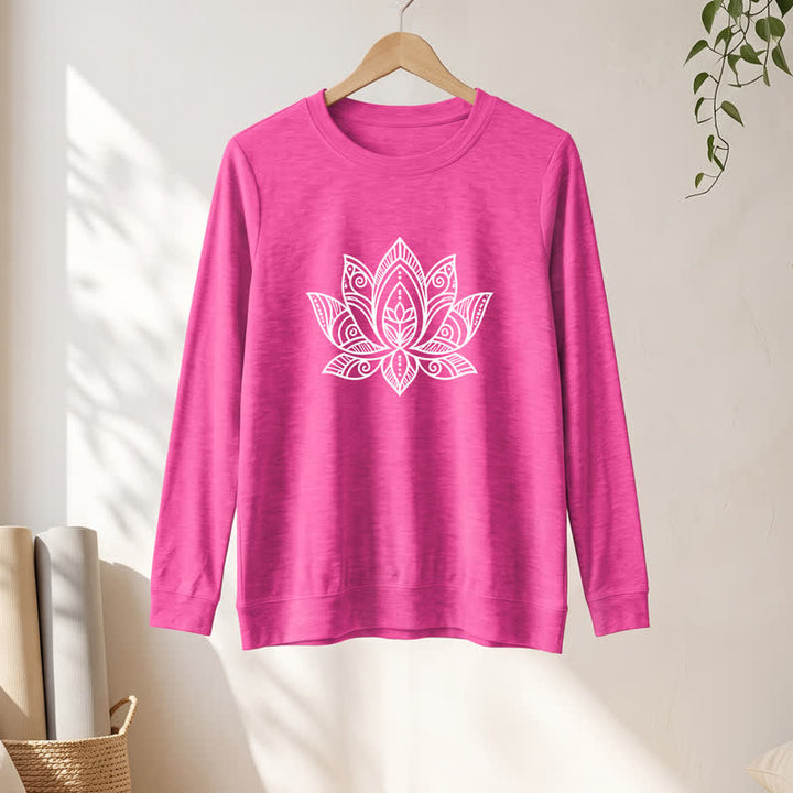Olivenorma Soft Cotton Blend Mandala Lotus Print Women's Long Sleeve Shirt - image 19
