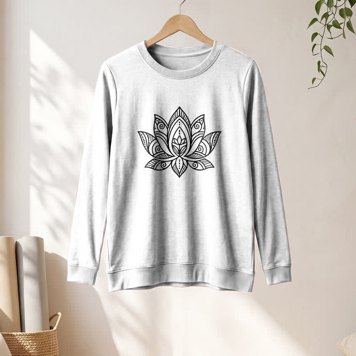 Olivenorma Soft Cotton Blend Mandala Lotus Print Women's Long Sleeve Shirt - image 4
