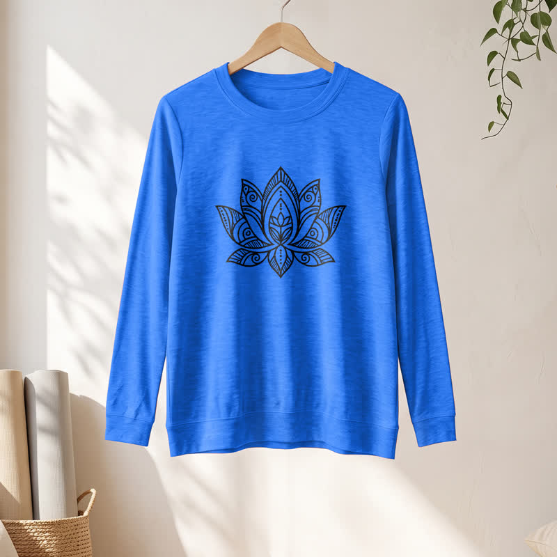 Olivenorma Soft Cotton Blend Mandala Lotus Print Women's Long Sleeve Shirt - image 1