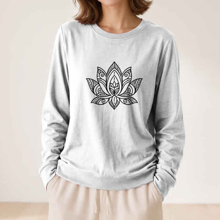 Olivenorma Soft Cotton Blend Mandala Lotus Print Women's Long Sleeve Shirt - image 5