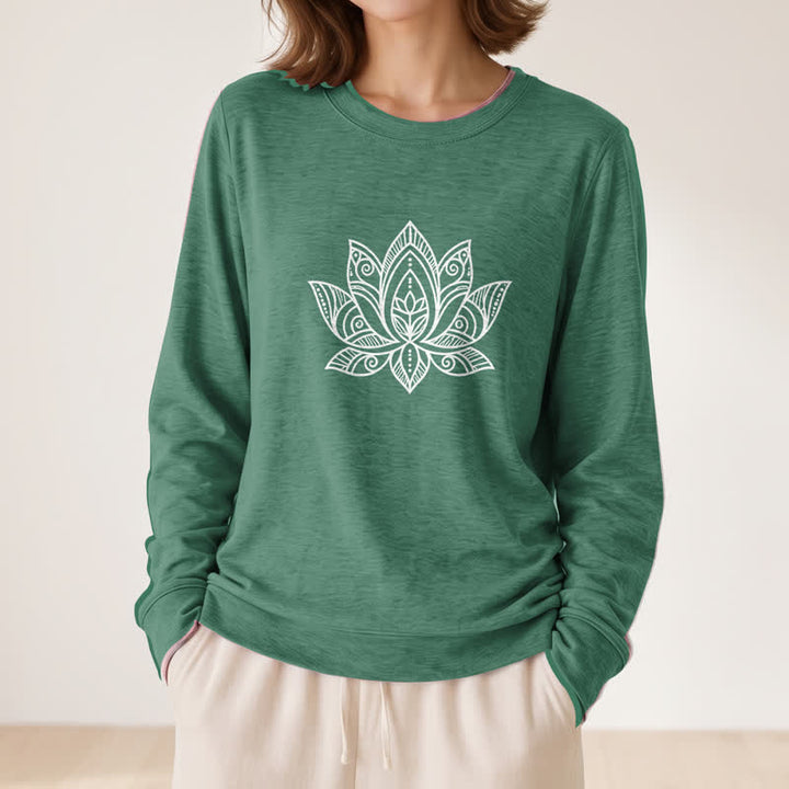 Olivenorma Soft Cotton Blend Mandala Lotus Print Women's Long Sleeve Shirt - image 23