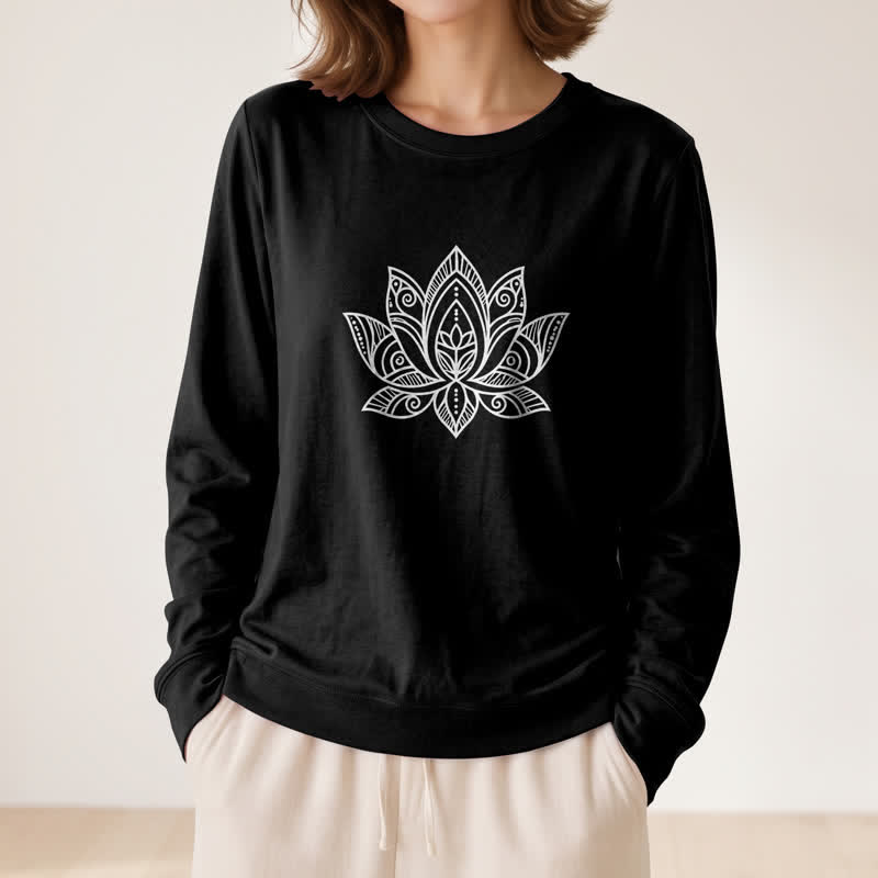 Olivenorma Soft Cotton Blend Mandala Lotus Print Women's Long Sleeve Shirt - image 8