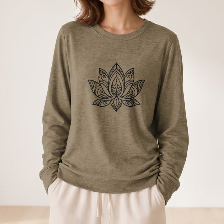 Olivenorma Soft Cotton Blend Mandala Lotus Print Women's Long Sleeve Shirt - image 26