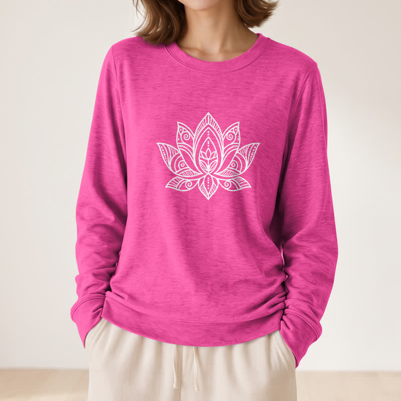 Olivenorma Soft Cotton Blend Mandala Lotus Print Women's Long Sleeve Shirt - image 20