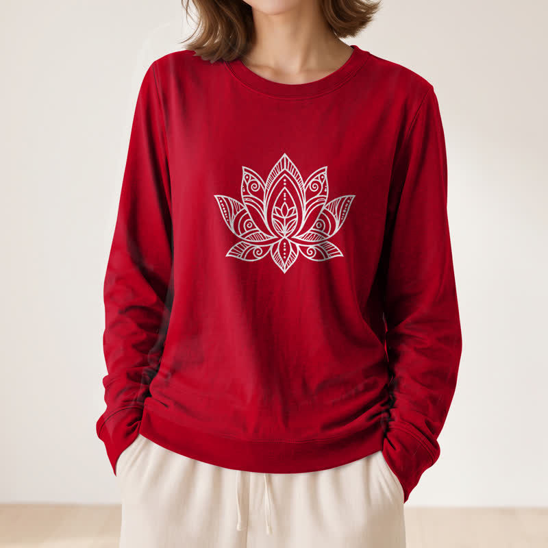 Olivenorma Soft Cotton Blend Mandala Lotus Print Women's Long Sleeve Shirt - image 32