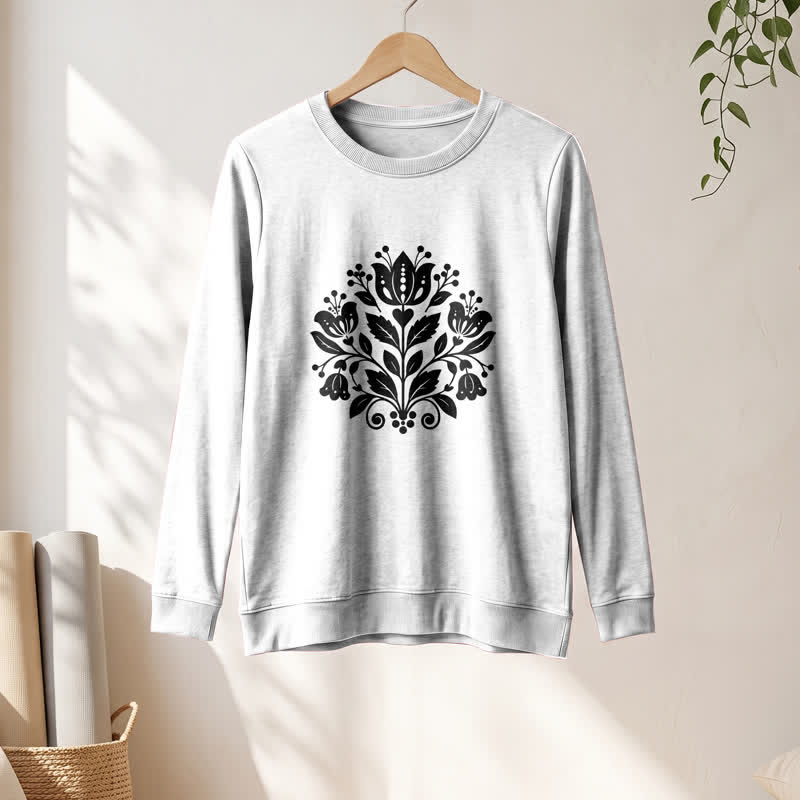 Olivenorma Soft Cotton Blend Folk Floral Print Women's Long Sleeve Shirt - image 4