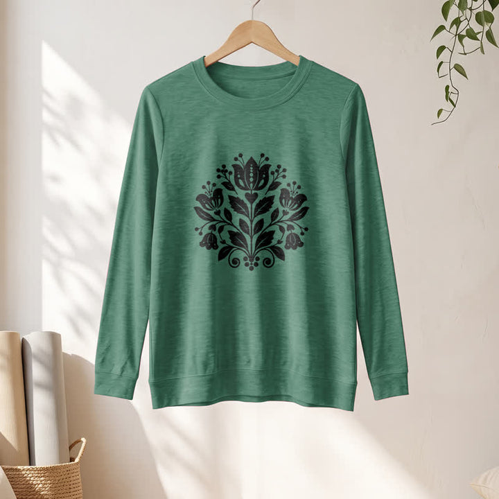 Olivenorma Soft Cotton Blend Folk Floral Print Women's Long Sleeve Shirt - image 22