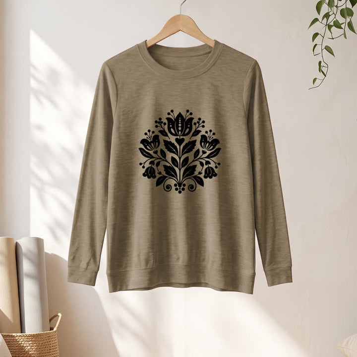 Olivenorma Soft Cotton Blend Folk Floral Print Women's Long Sleeve Shirt - image 25