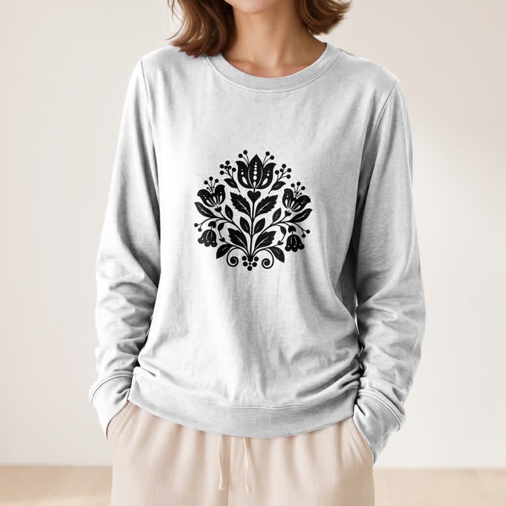 Olivenorma Soft Cotton Blend Folk Floral Print Women's Long Sleeve Shirt - image 5