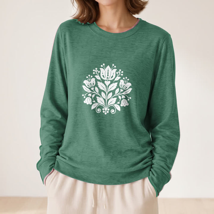 Olivenorma Soft Cotton Blend Folk Floral Print Women's Long Sleeve Shirt - image 23