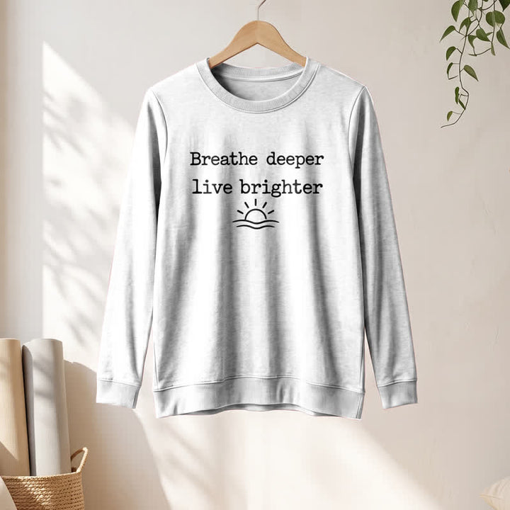 Olivenorma Soft Cotton Blend Breathe Deeper Quote Print Women's Long Sleeve Shirt - image 4