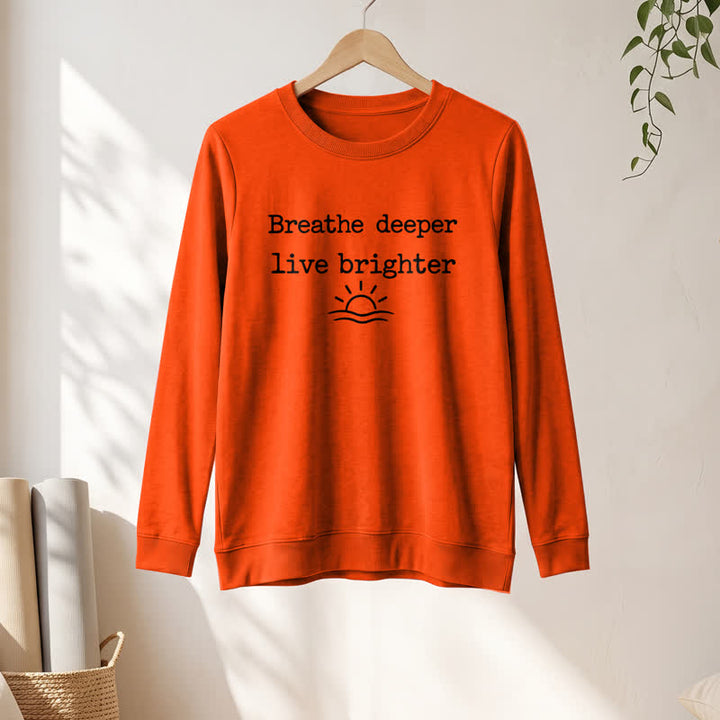 Olivenorma Soft Cotton Blend Breathe Deeper Quote Print Women's Long Sleeve Shirt - image 28