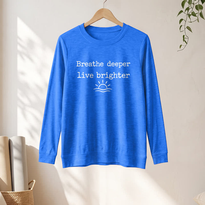 Olivenorma Soft Cotton Blend Breathe Deeper Quote Print Women's Long Sleeve Shirt - image 19