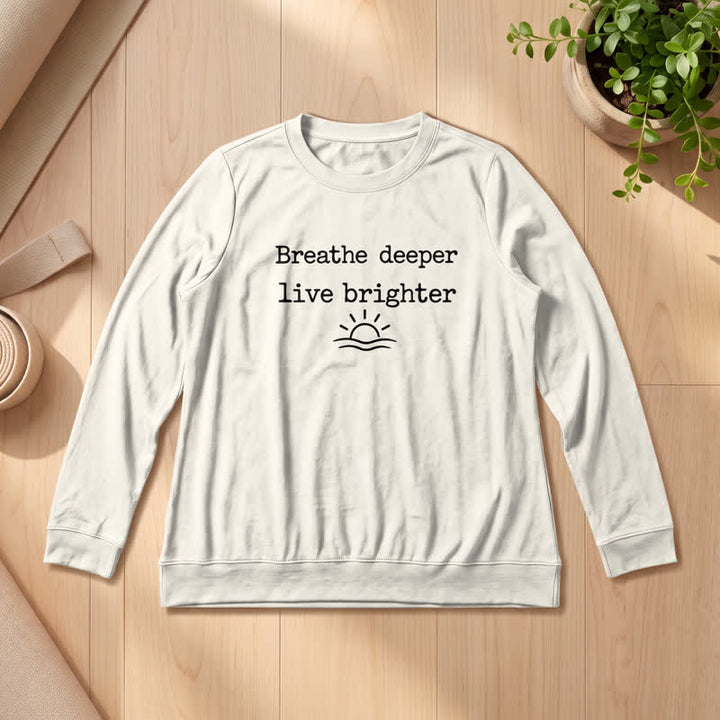 Olivenorma Soft Cotton Blend Breathe Deeper Quote Print Women's Long Sleeve Shirt - Sand Color - 2XL - image 12