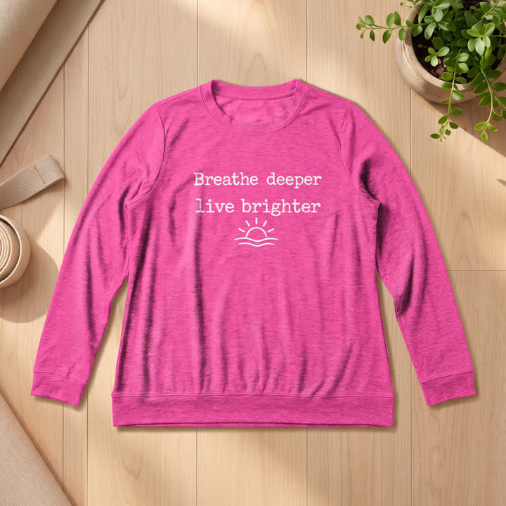 Olivenorma Soft Cotton Blend Breathe Deeper Quote Print Women's Long Sleeve Shirt - Rose - 2XL - image 21