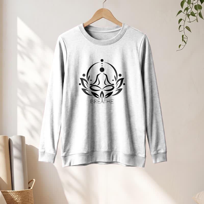 Olivenorma Cotton Blend Breathe Lotus Figure Print Women's Long Sleeve Shir - image 1