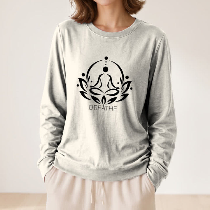 Olivenorma Cotton Blend Breathe Lotus Figure Print Women's Long Sleeve Shir - image 11