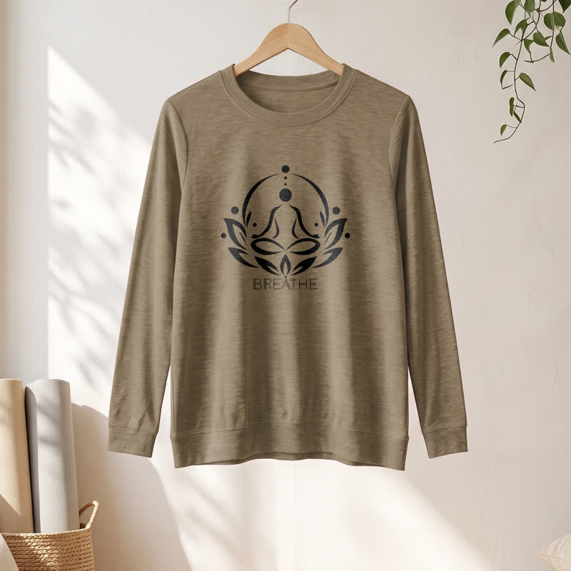 Olivenorma Cotton Blend Breathe Lotus Figure Print Women's Long Sleeve Shir - image 25