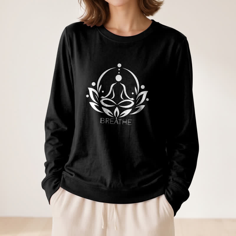 Olivenorma Cotton Blend Breathe Lotus Figure Print Women's Long Sleeve Shir - image 5