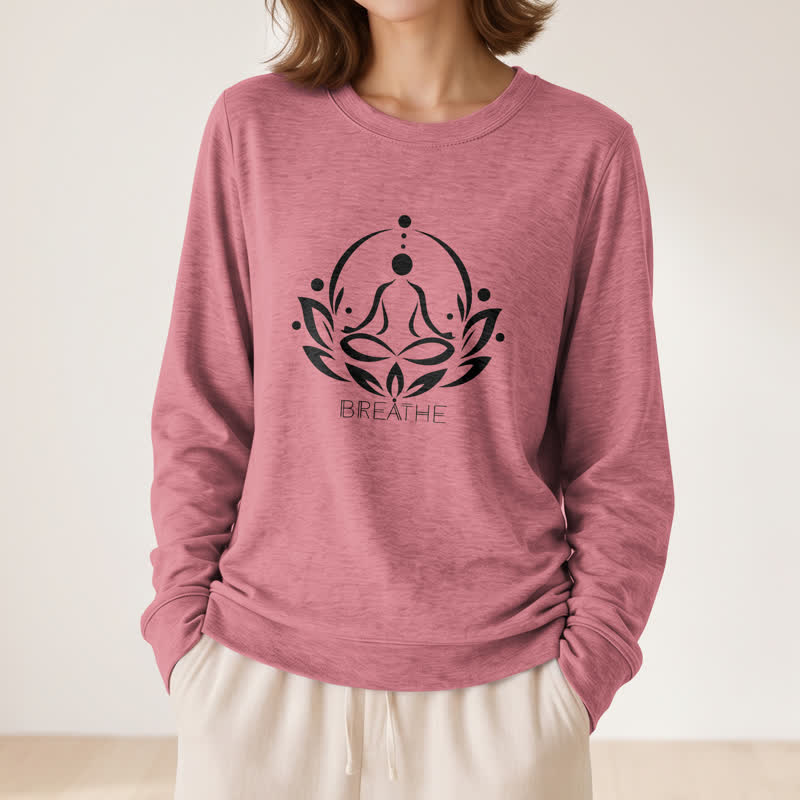 Olivenorma Cotton Blend Breathe Lotus Figure Print Women's Long Sleeve Shir - image 8