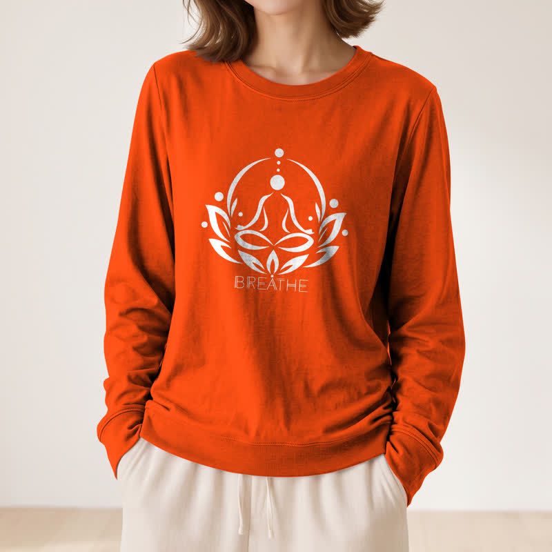 Olivenorma Cotton Blend Breathe Lotus Figure Print Women's Long Sleeve Shir - image 29