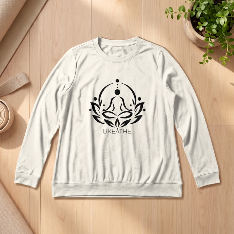 Olivenorma Cotton Blend Breathe Lotus Figure Print Women's Long Sleeve Shir - Sand Color - 2XL - image 9