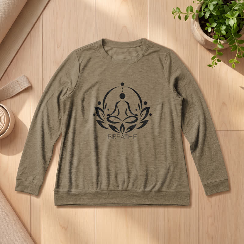 Olivenorma Cotton Blend Breathe Lotus Figure Print Women's Long Sleeve Shir - Coffee - 2XL - image 24